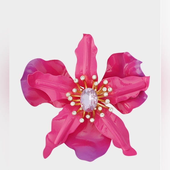 BETSEY JOHNSON GOLD PLATED ORCHID STRETCH COCKTAIL RING - NWT - Picture 8 of 8